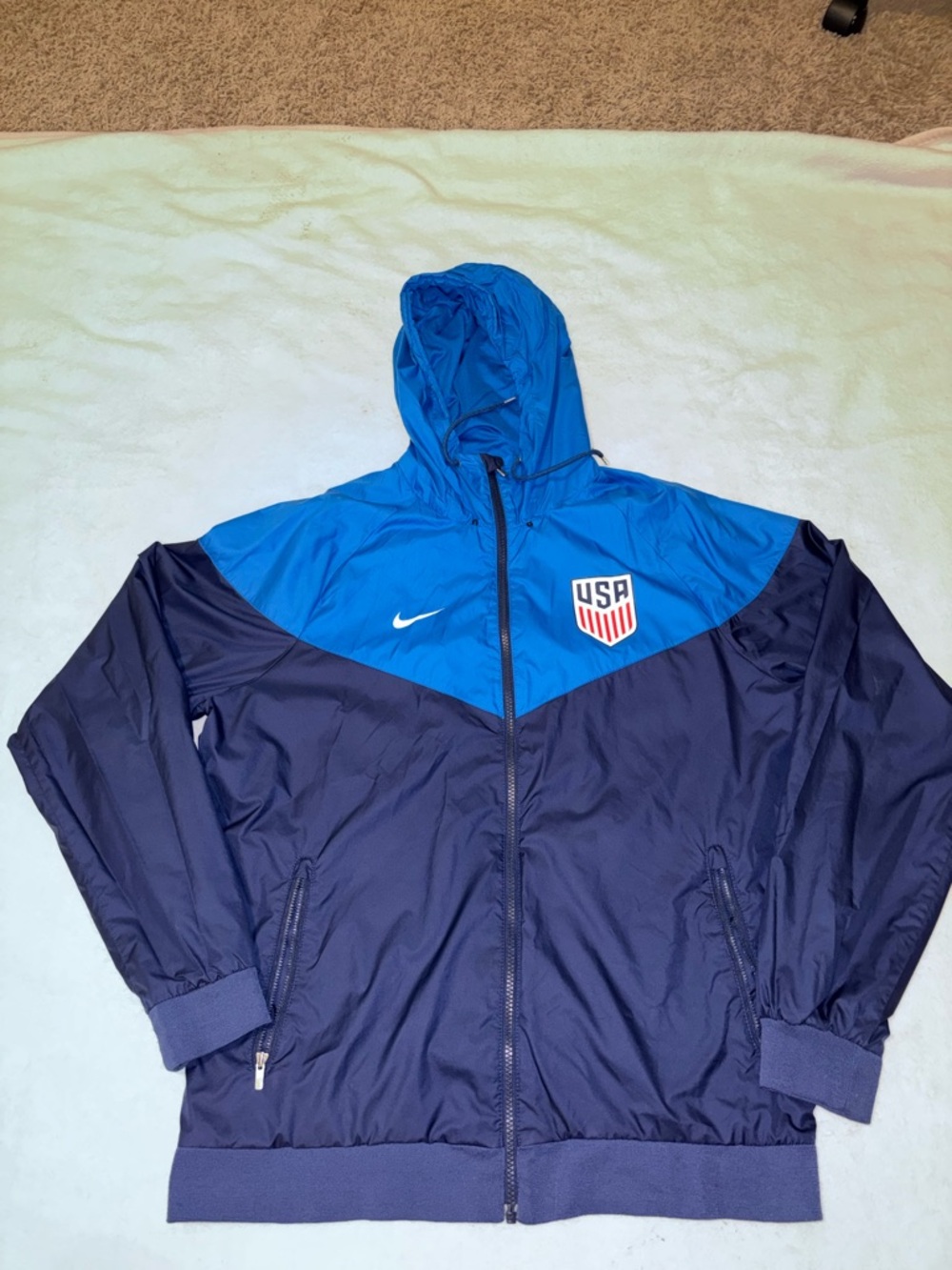 Mens Nike Blue & Navy USA Hooded Windbreaker Jacket